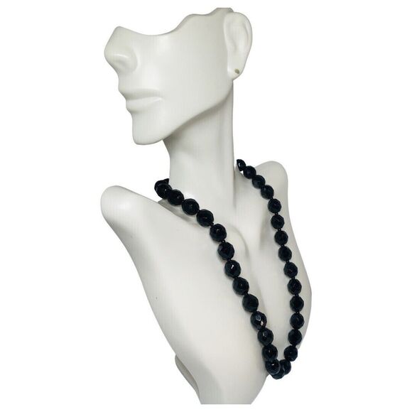 Vintage Kenneth J Lane Black Icy Glass Beaded Necklace 20” Czech Republic Formal - Picture 5 of 16